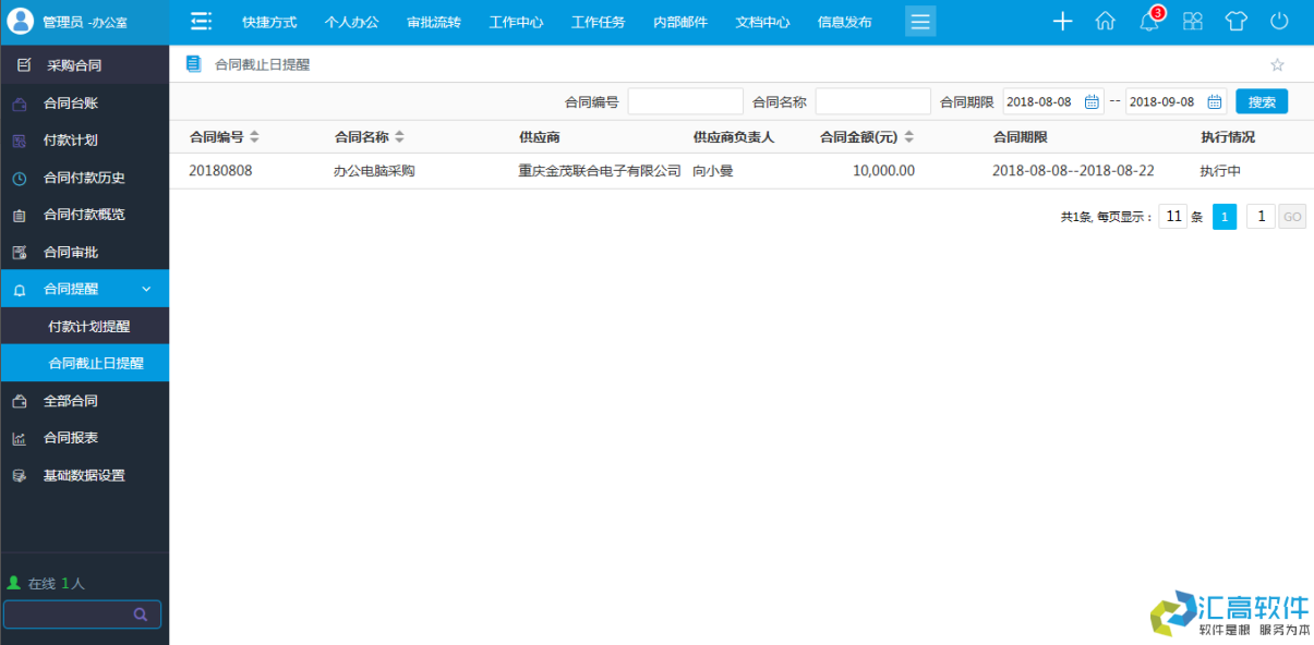 OA功能介紹:合同管理系統(tǒng)之采購(gòu)合同模塊的功能 OA功能介紹:合同管理系統(tǒng)之采購(gòu)合同模塊的功能
